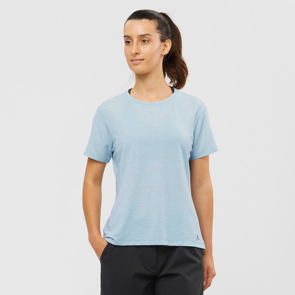 Salomon Israel ESSENTIAL TENCEL - Womens T shirts - Ashley Blue (JBCY-34729)